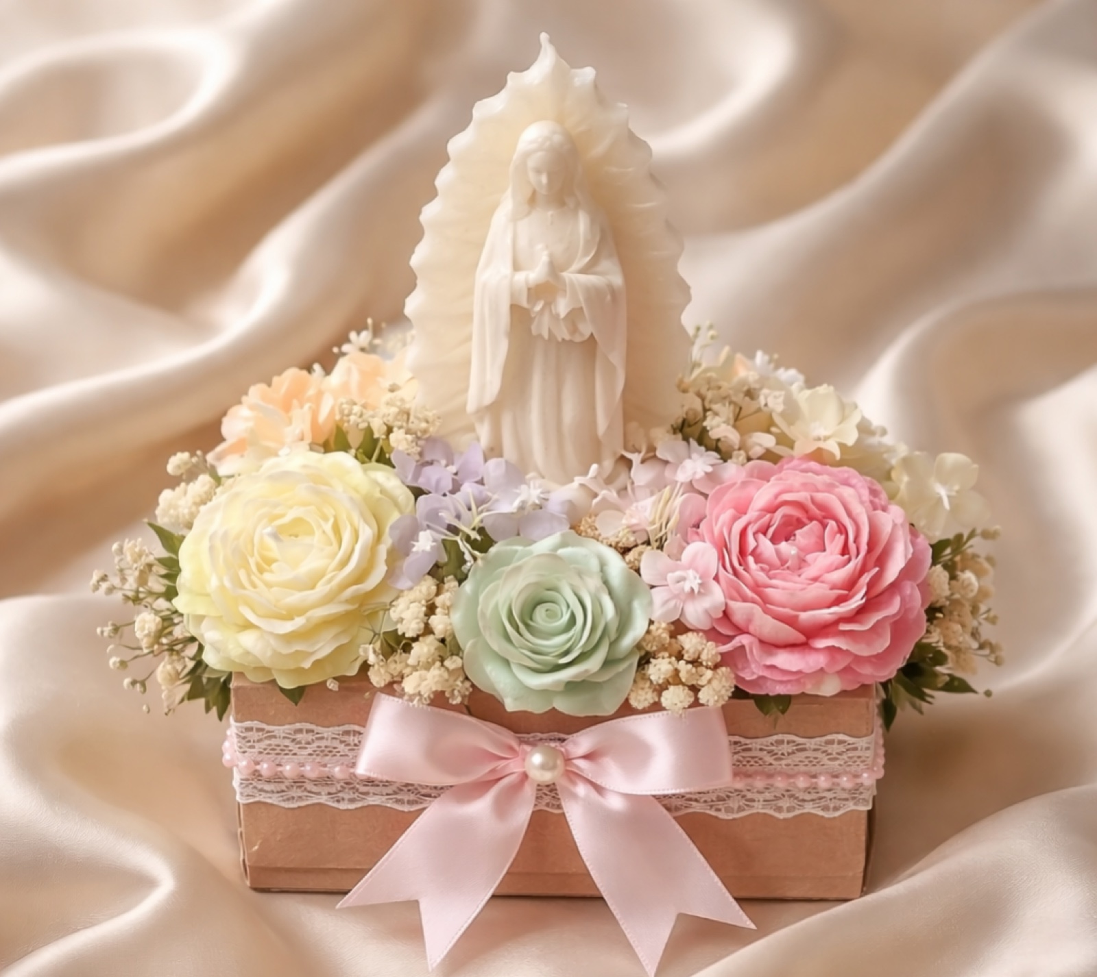 Handmade keepsake arrangement with soap flowers